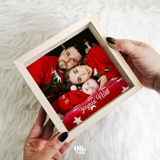 Tirelire en bois personnalisable – Photo et Joyeux Noël