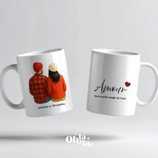 ☕ Mug personnalisé – Couple d’hiver