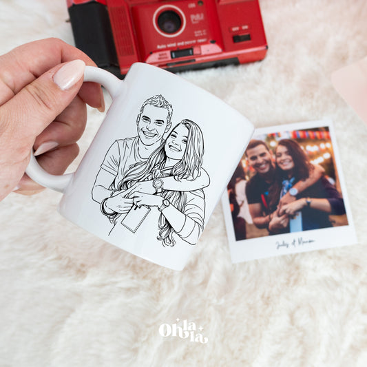 Illustration Line Art + Photo Polaroid - Mug personnalisé