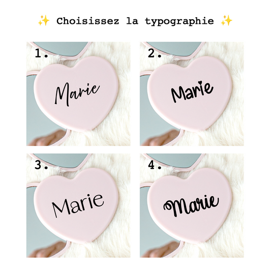 Miroir de poche – Cœur Rose Clair