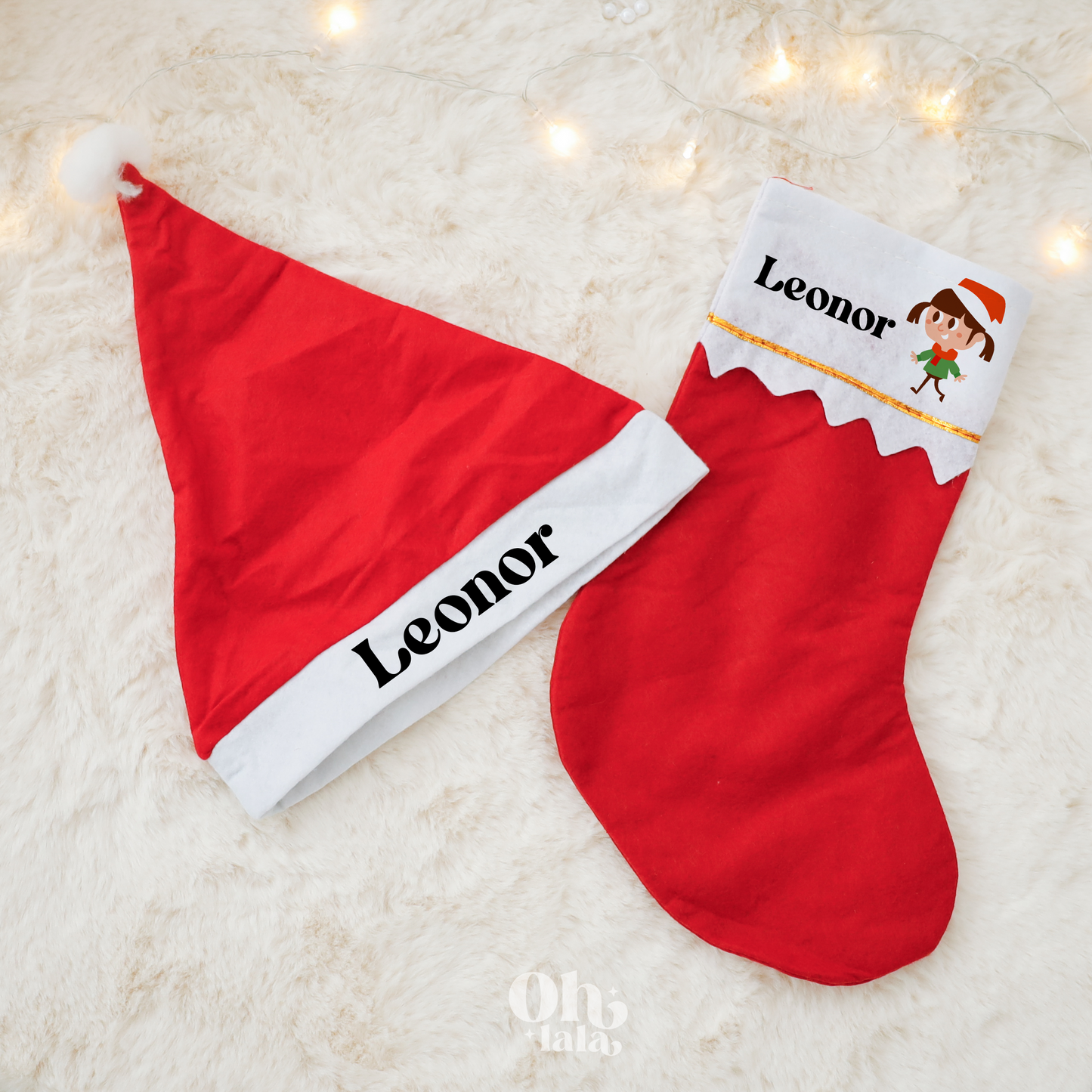 Kit Noël Personnalisé – Bonnet + Botte (Garçon / Fille)