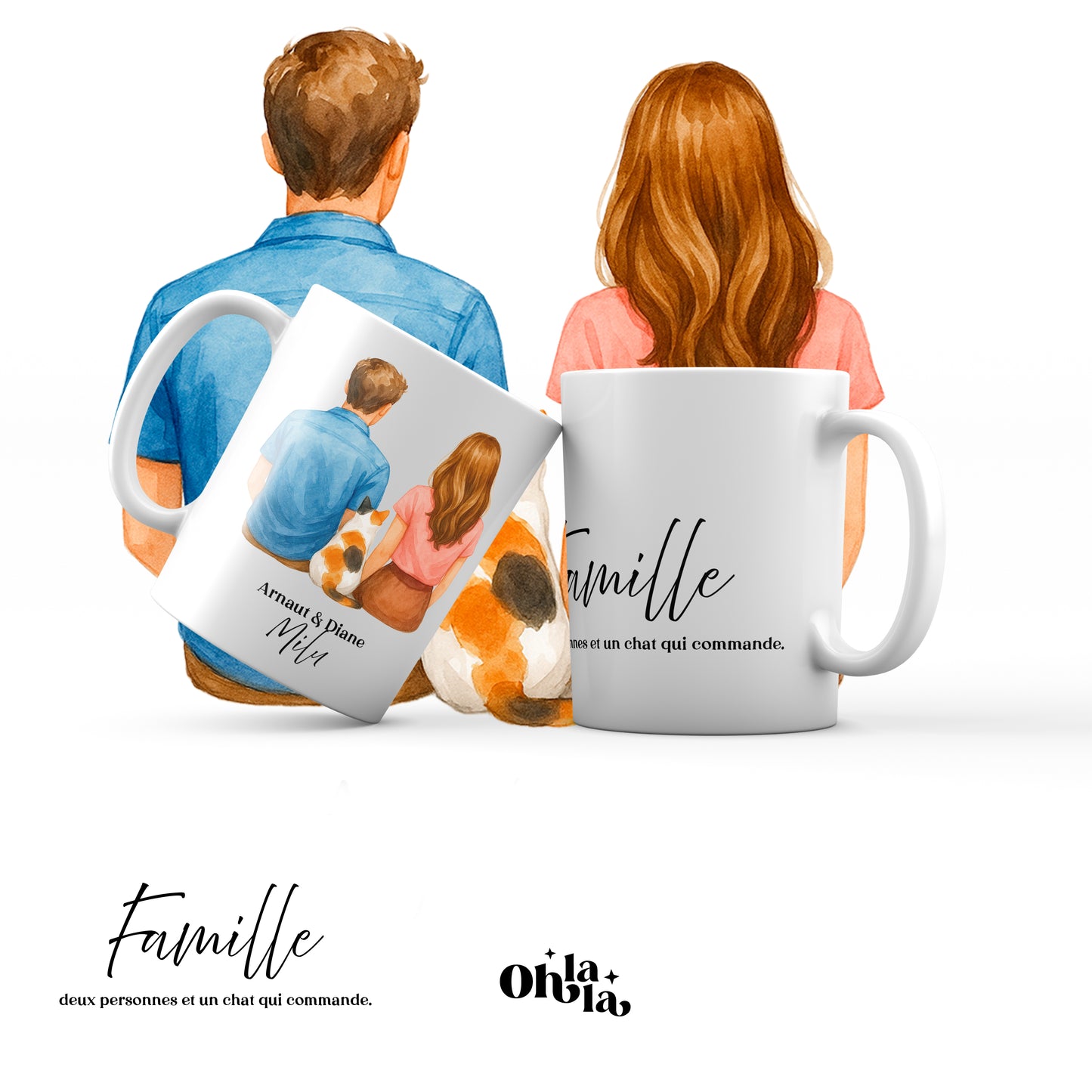 ☕ Mug personnalisable – Couple & chat