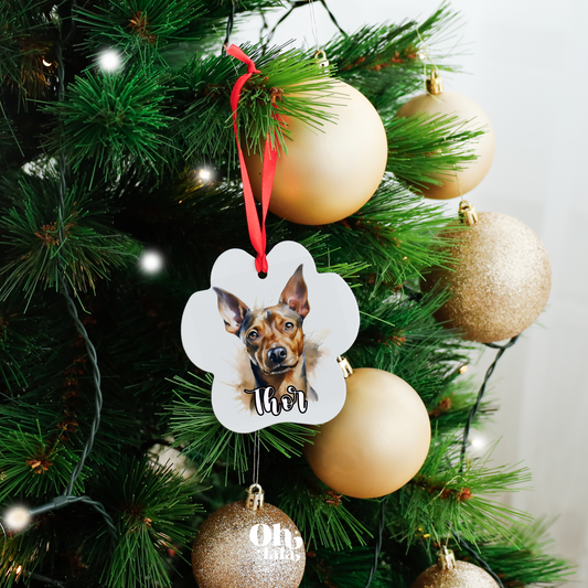 🎄 Décoration de sapin – Patte de chien personnalisée