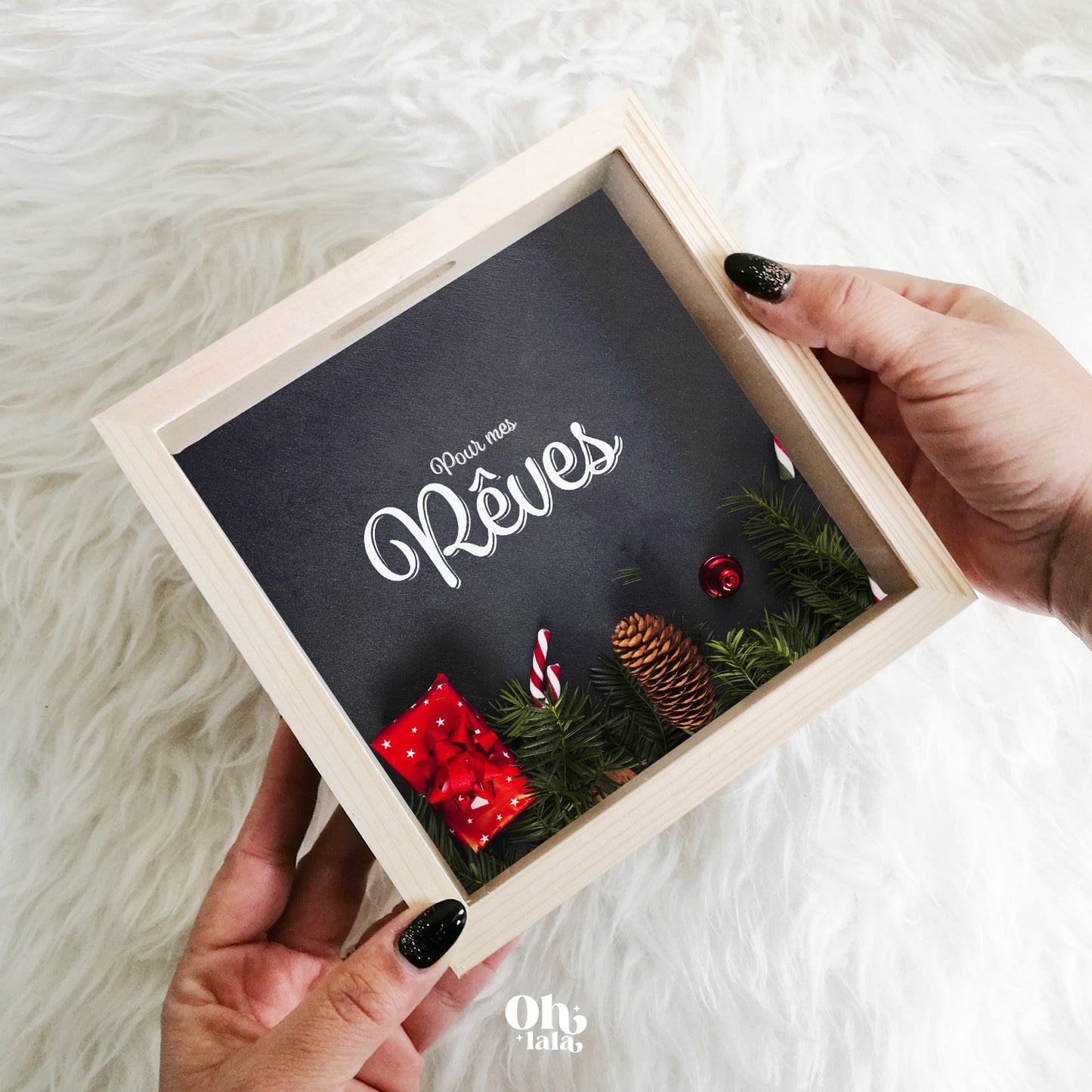 Tirelire en bois de Noël Pour mes rêves