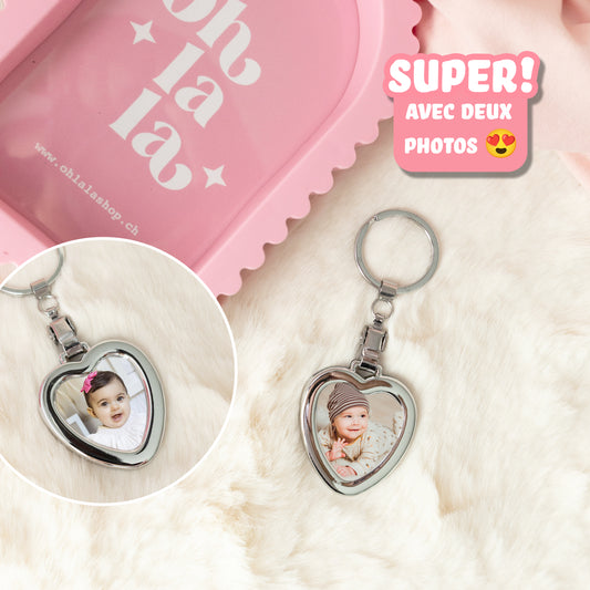 Porte-clés Cœur – avec deux photos