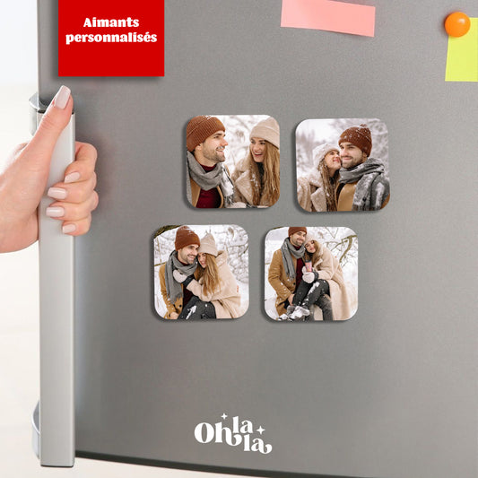 Set de 4 aimants photo personnalisés