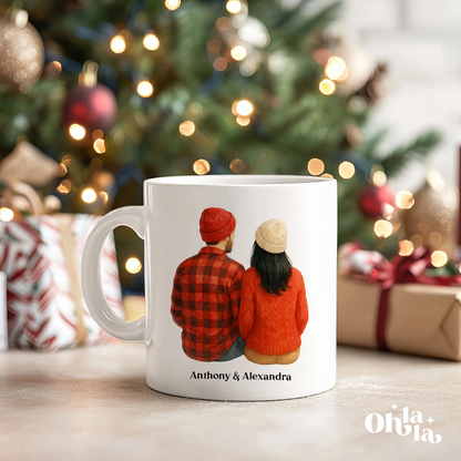 ☕ Mug personnalisé – Couple d’hiver