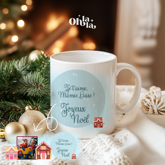 Mug de Noël  “Mami Louise” avec Photo des Petits-Enfants
