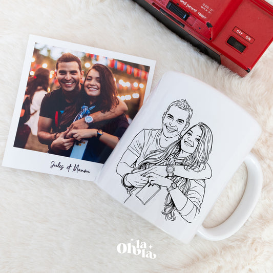 Illustration Line Art + Photo Polaroid - Mug personnalisé