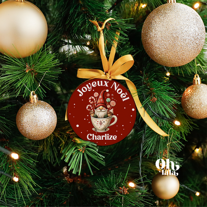 Boule de Noël Gnome et douceurs avec photo