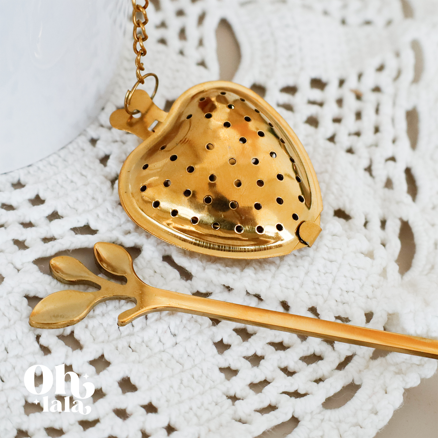 Cuillère et Boule à Thé Dorées – Accessoire pour votre mug