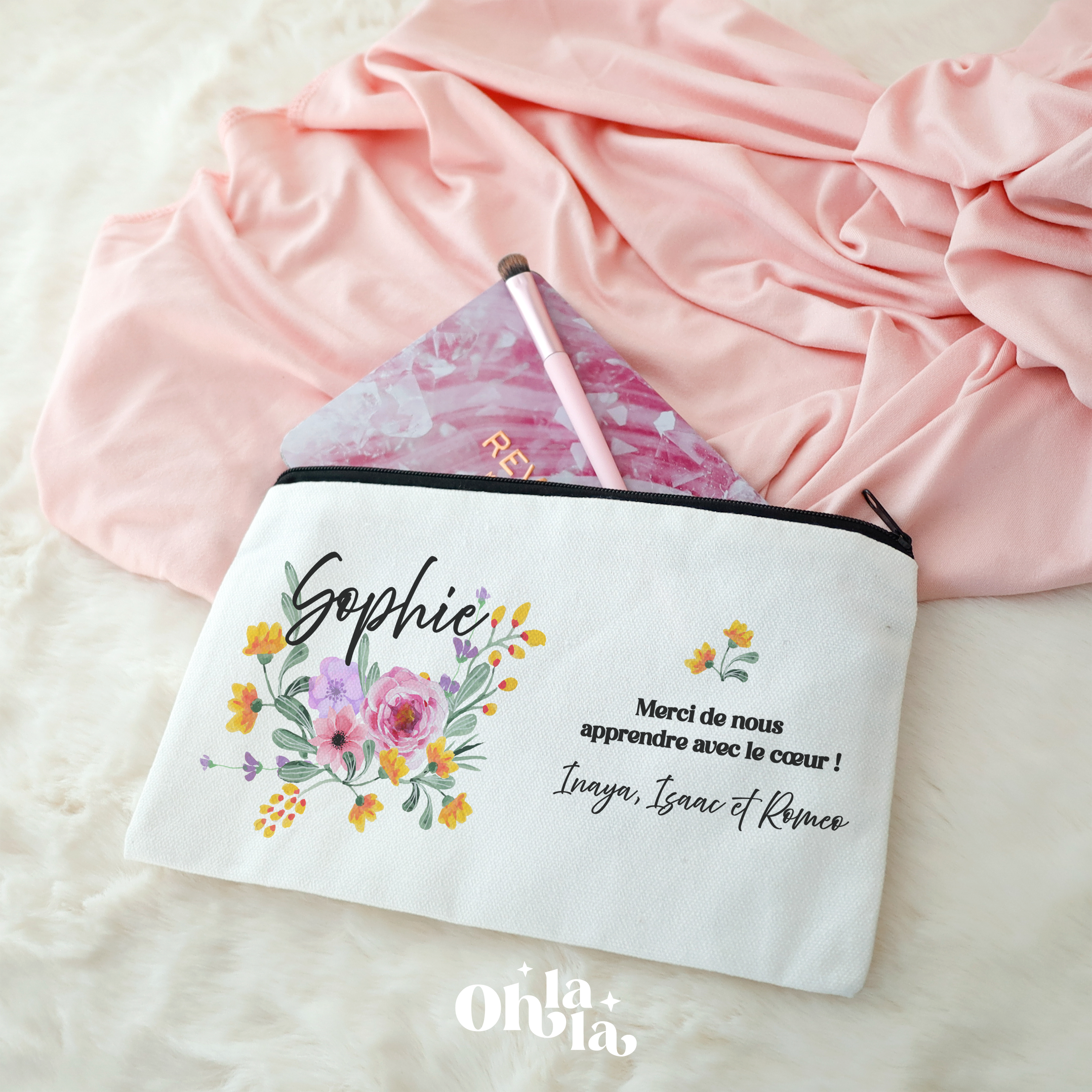 Trousse Fleurs, Phrase de Merci et Miroir