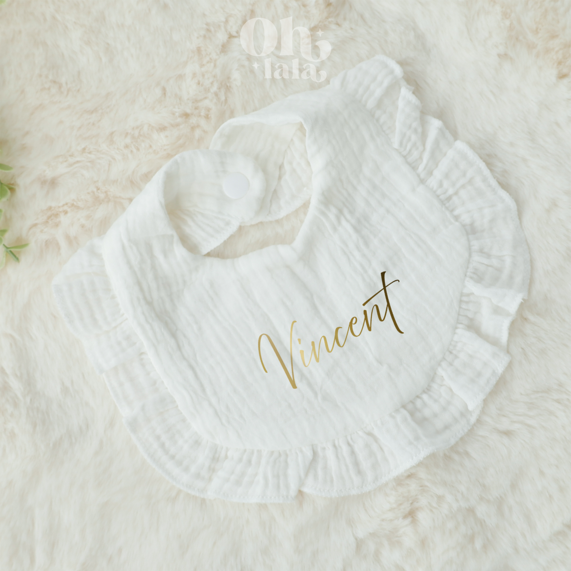 Lange + bavoir en mousseline Vicent