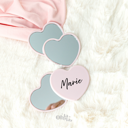 Miroir de poche – Cœur Rose Clair
