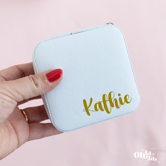 Porte-bijoux personnalisé – impression dorée