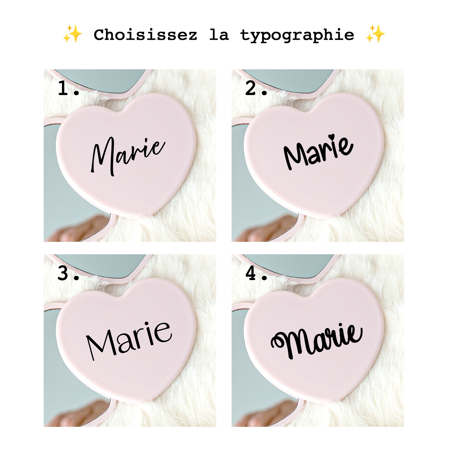 Miroir de poche – Cœur Rose Clair