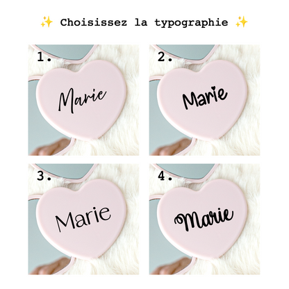 Miroir de poche – Cœur Rose Clair