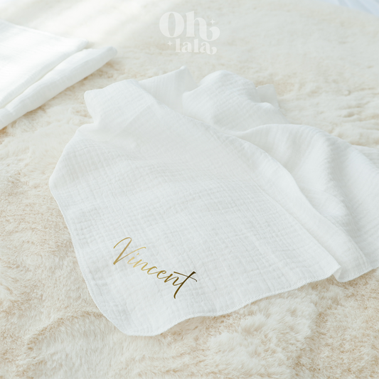 Lange + bavoir en mousseline Vicent