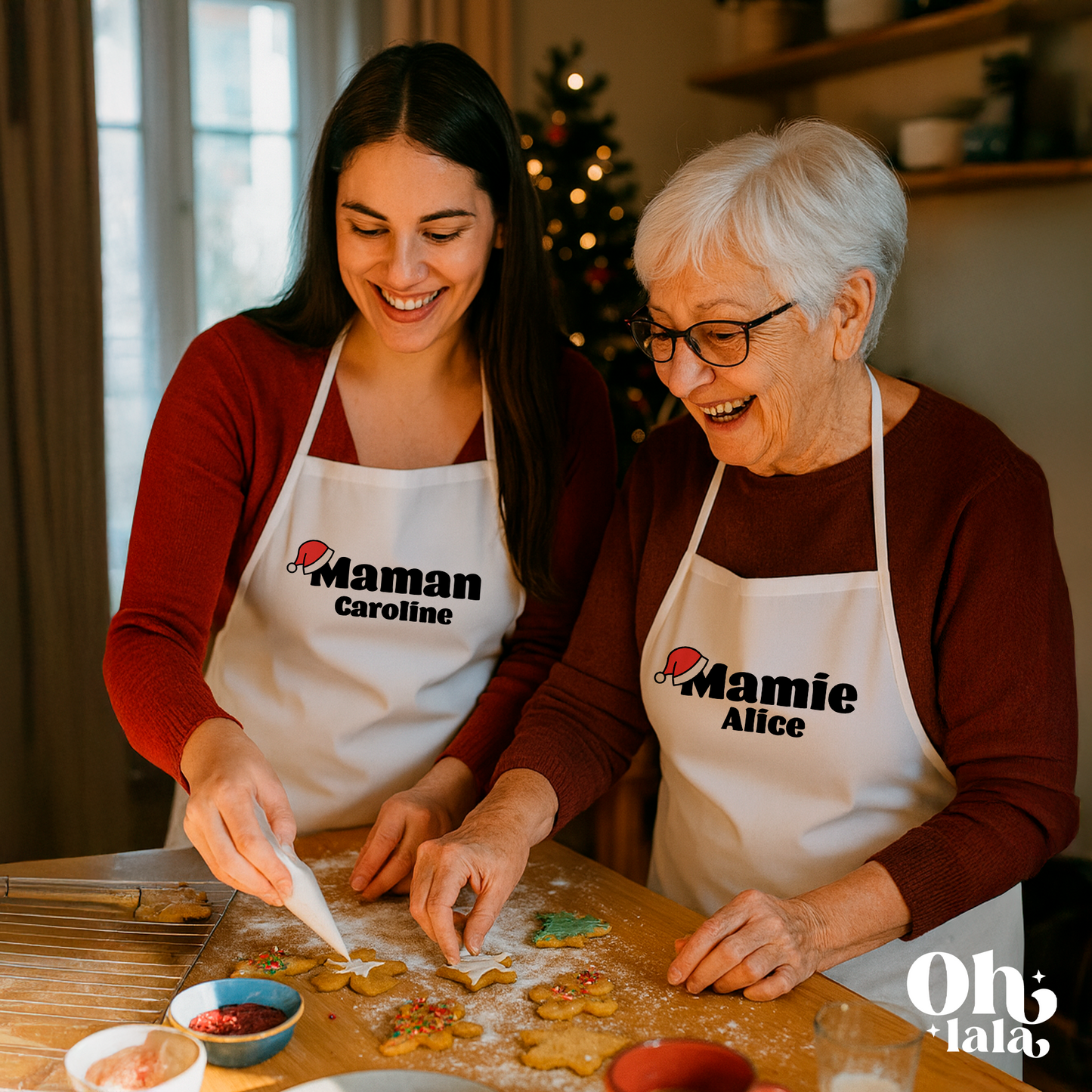 🍳 Tablier personnalisable Noël – Maman / Mamie