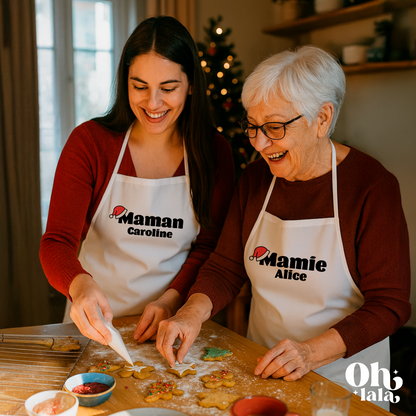 🍳 Tablier personnalisable Noël – Maman / Mamie
