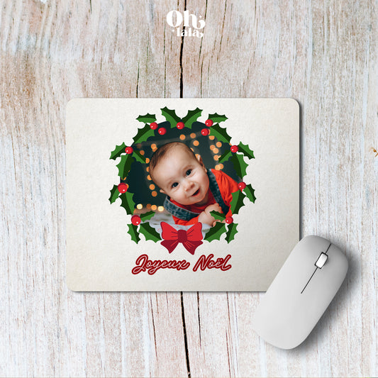 Tapis de souris Photo de famille et guirlande