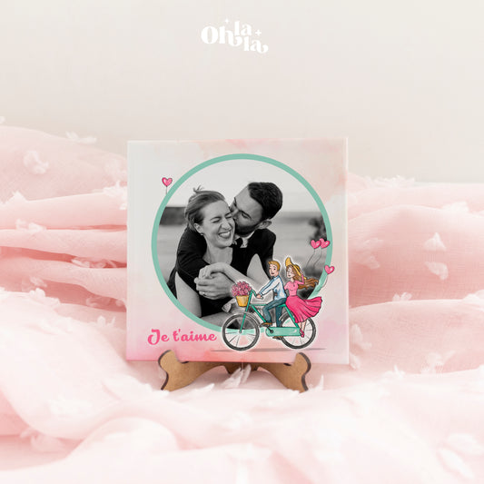 Carreau photo personnalisé “Je t’aime” – Thème vélo