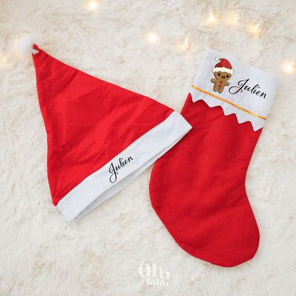 Kit Noël Personnalisé – Bonnet + Botte Gingerbread