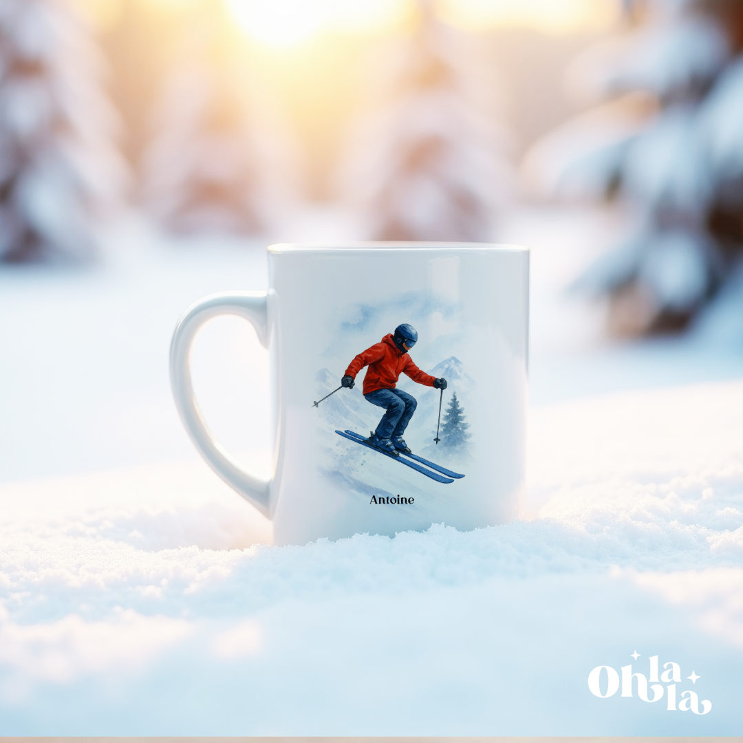 ☕ Mug personnalisé – Ski & montagne pour Lui