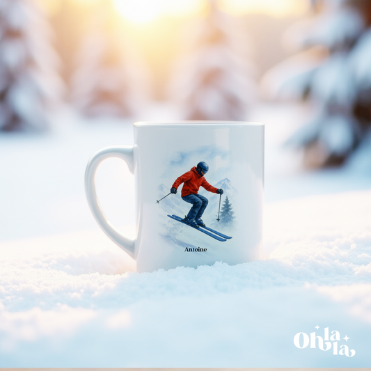 ☕ Mug personnalisé – Ski & montagne pour Lui