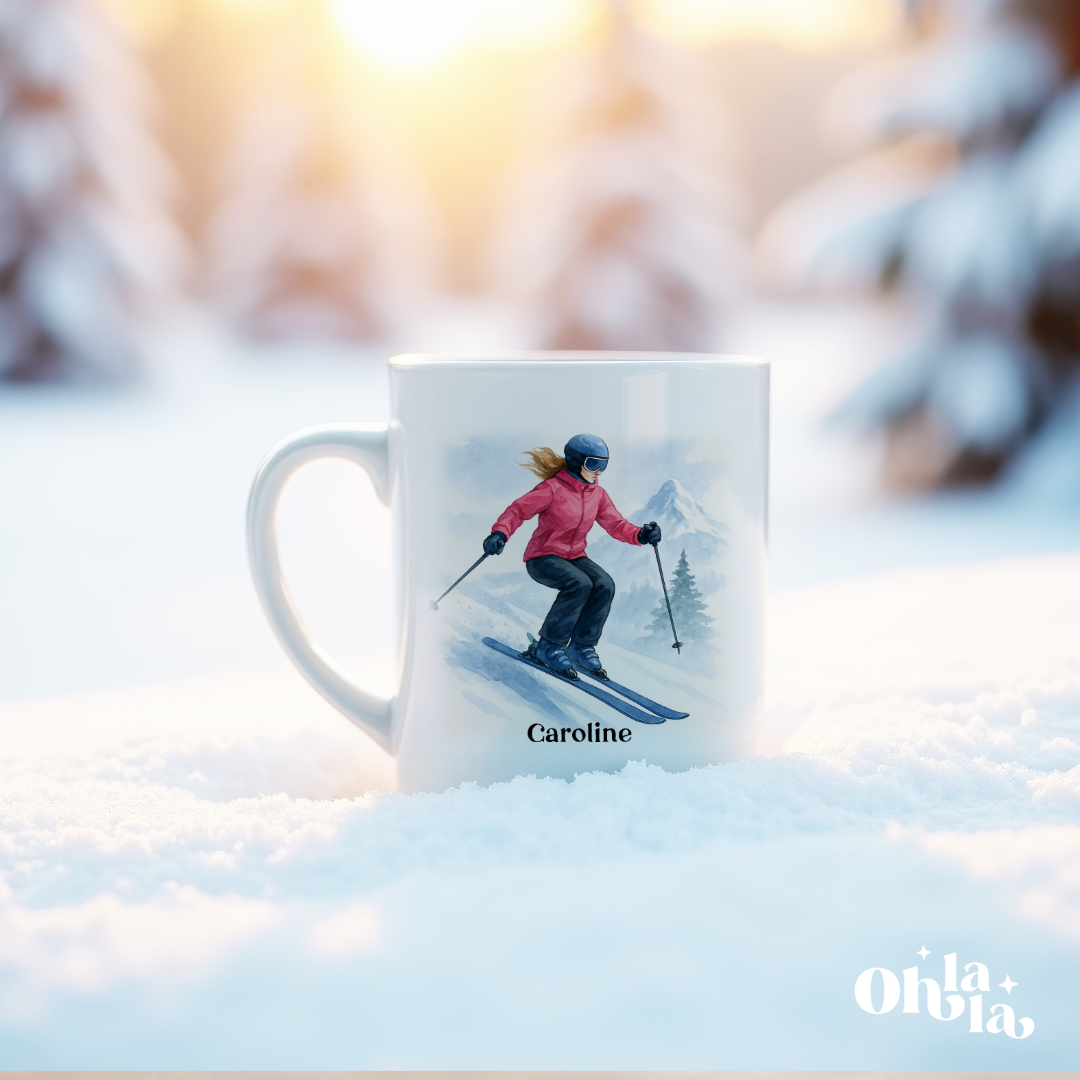 ☕ Mug personnalisé – Ski & montagne Femme