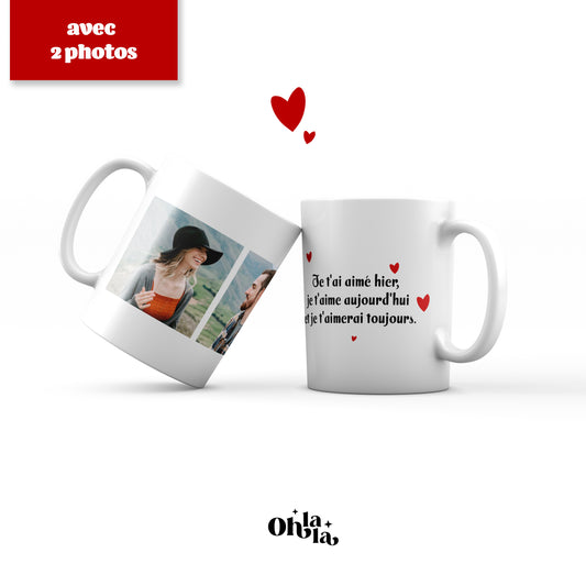 Mug photo personnalisé – 2 photos & phrase