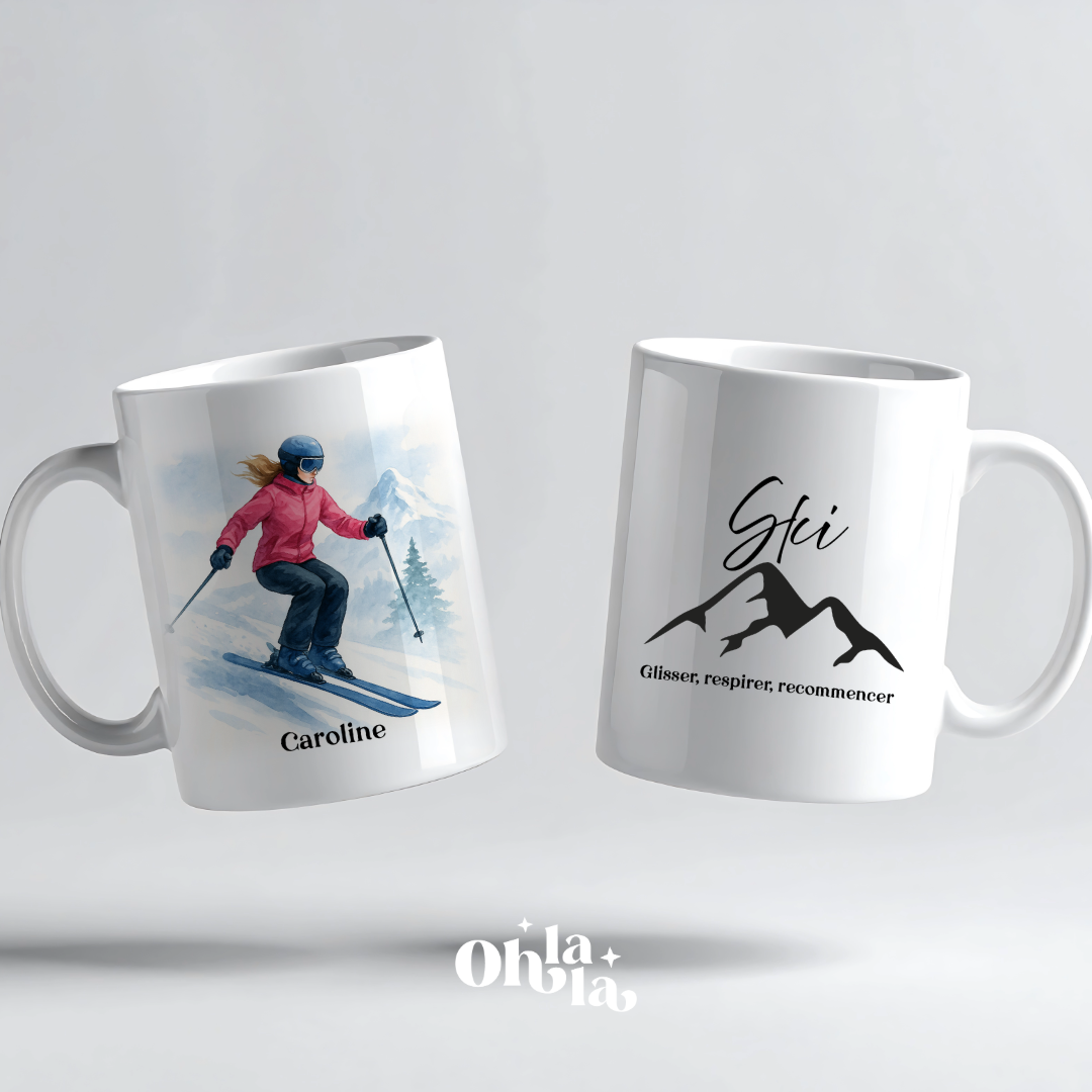 ☕ Mug personnalisé – Ski & montagne Femme