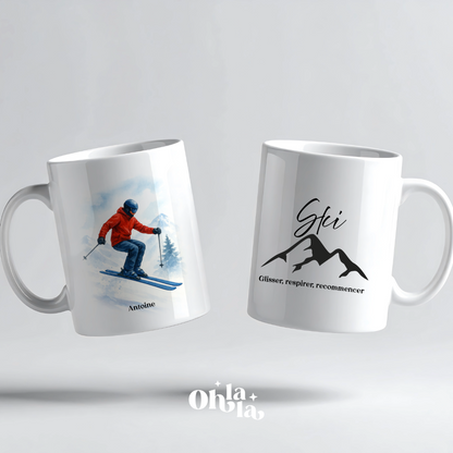 ☕ Mug personnalisé – Ski & montagne pour Lui