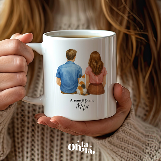☕ Mug personnalisable – Couple & chat