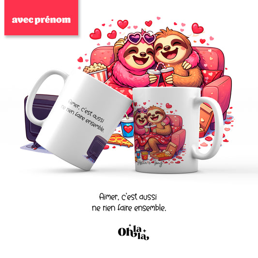 Paresseux amoureux - Mug personnalisable