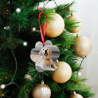🎄 Décoration de sapin – Patte de chien personnalisée avec photo