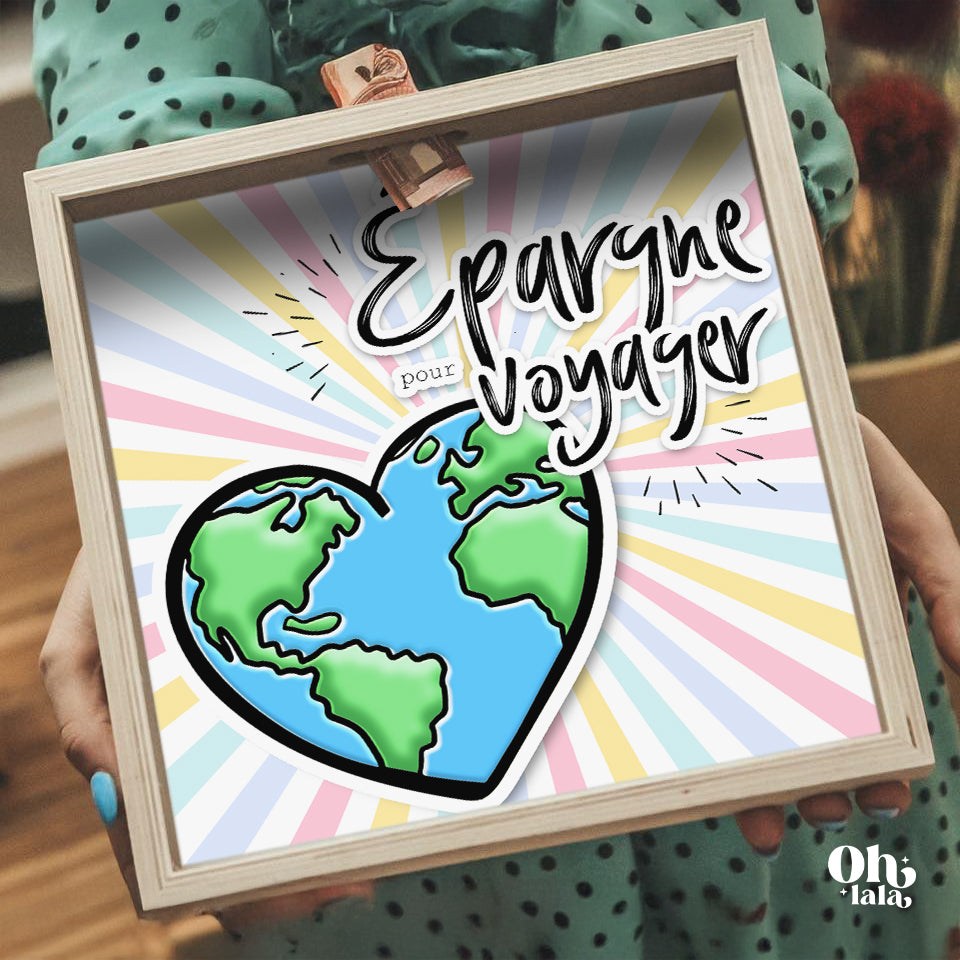 Tirelire en bois – Épargne pour voyager