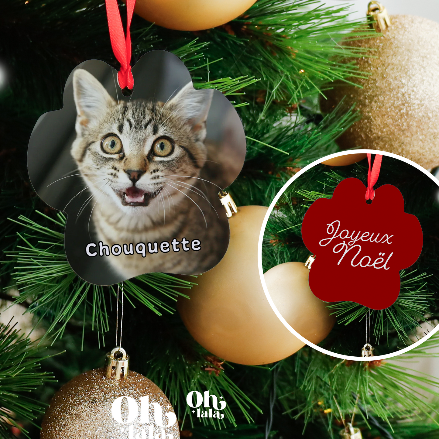 Patte de chat personnalisée 🎄 Décoration de sapin