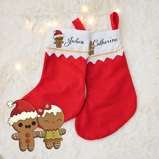 🧦 Botte de Noël Personnalisée – Gingerbread Garçon / Fille