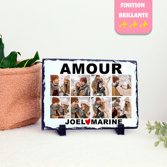 Ardoise “Amour” – 8 photos & prénoms