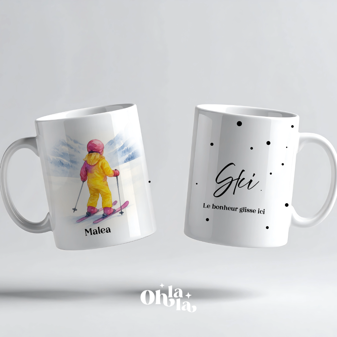 Mug personnalisé – Ski enfant (fille ou garçon)