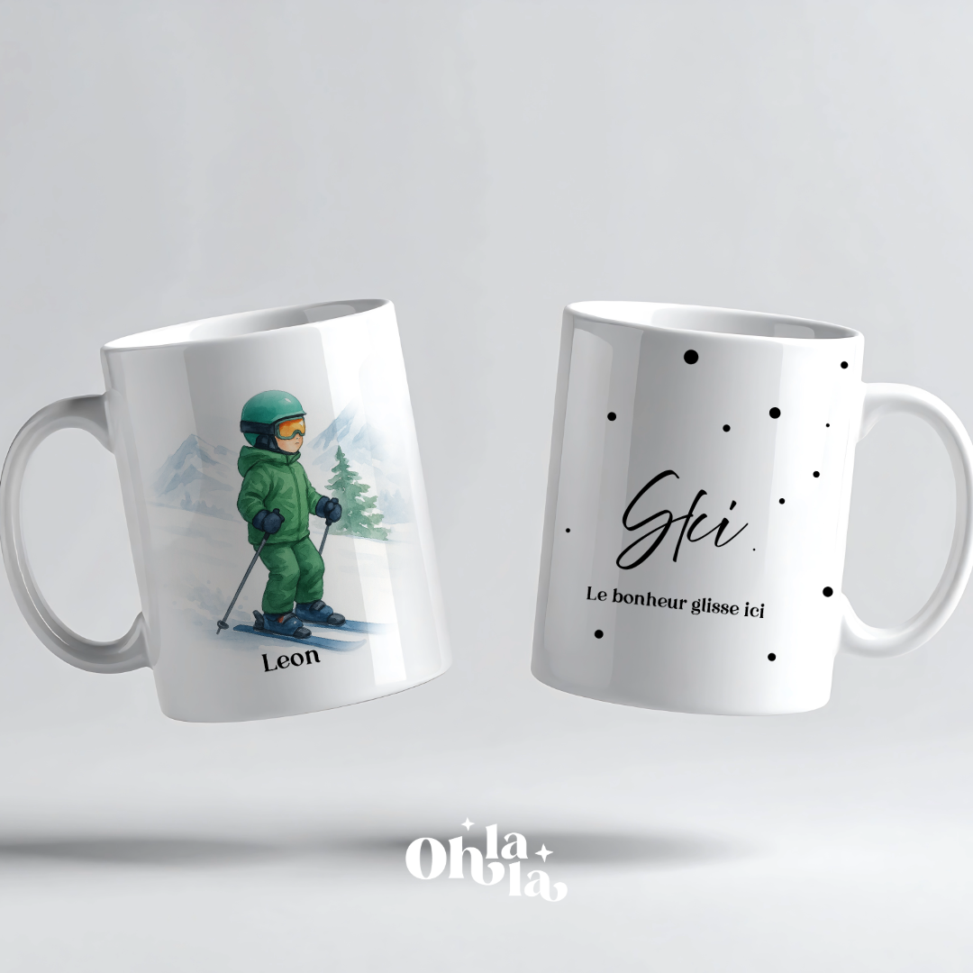 Mug personnalisé – Ski enfant (fille ou garçon)