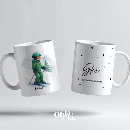 Mug personnalisé – Ski enfant (fille ou garçon)