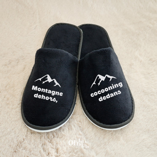 Chaussons de chambre – Montagne dehors, cocooning dedans