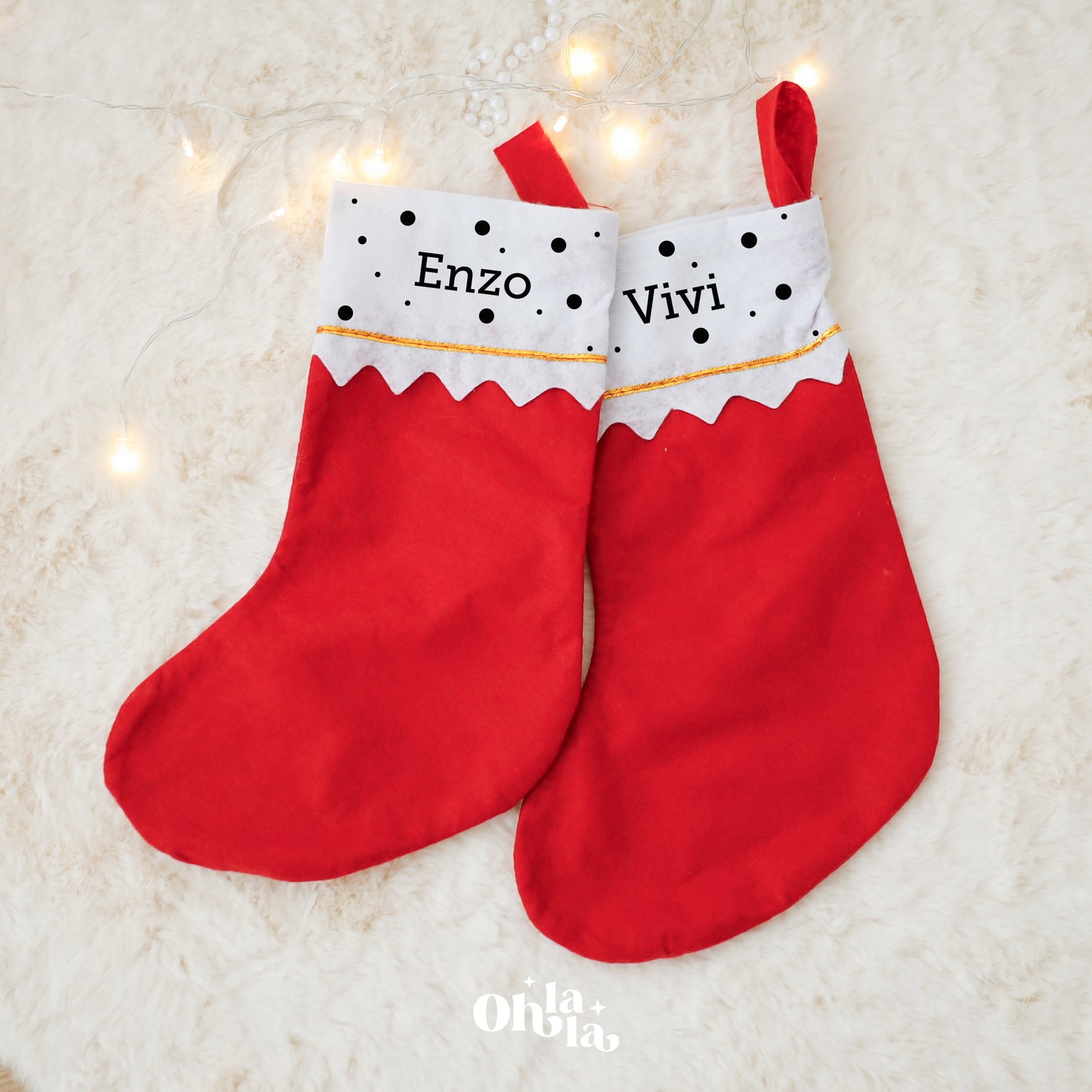 Botte rouge petits pois avec prénom