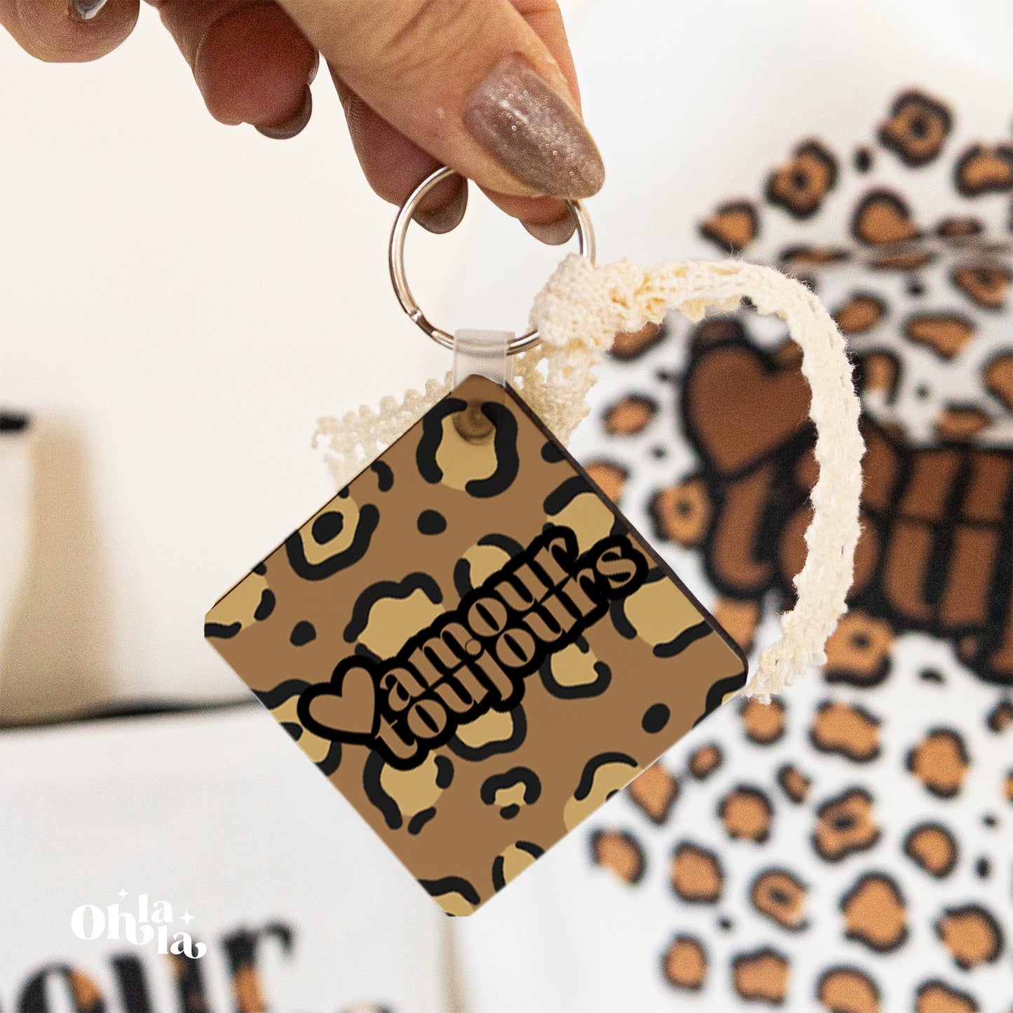 Porte-clés carré en MDF – Collection Sauvage